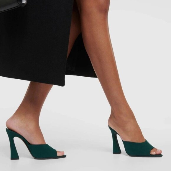 Saint Laurent 105mm Suite Silk Mule Sandals Drawn Green Size 39 - Picture 1 of 16